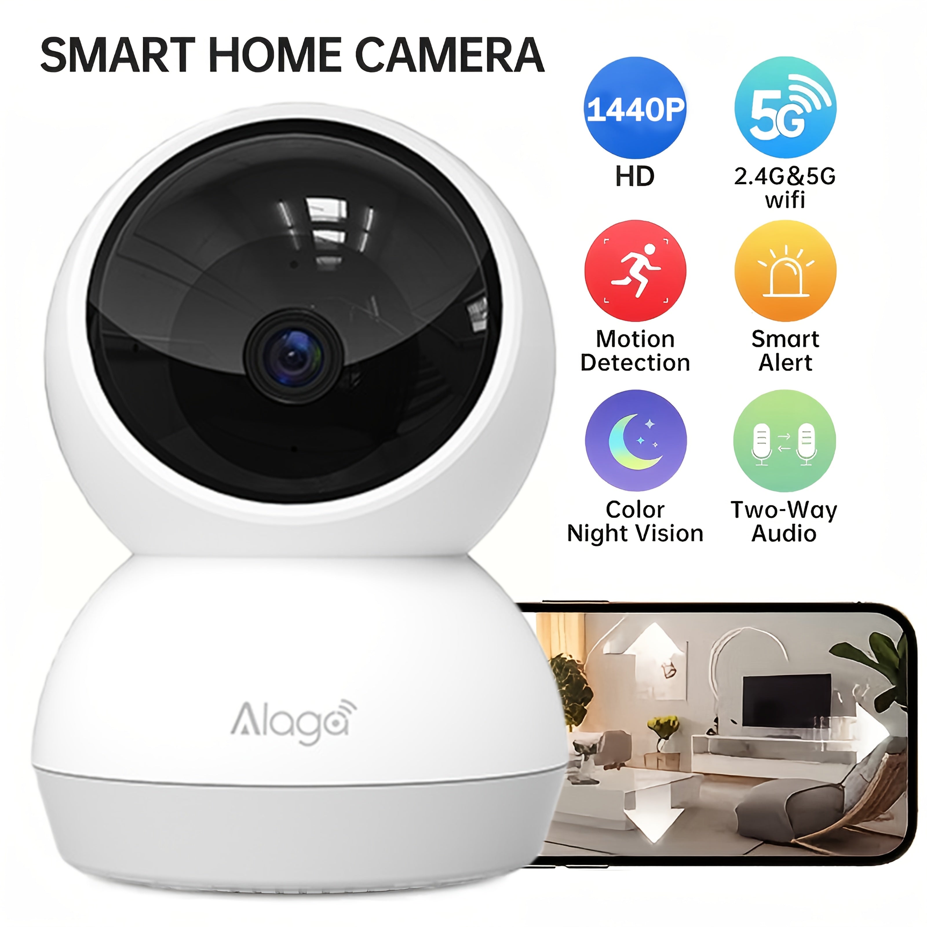 TEMU Alaga 2k Baby Monitor With Camera And Audio - Security Camera Indoor, Detection, 2.4g-5g Wifi, Night Vision, 2-way Talk, Cloud-sd Storage
