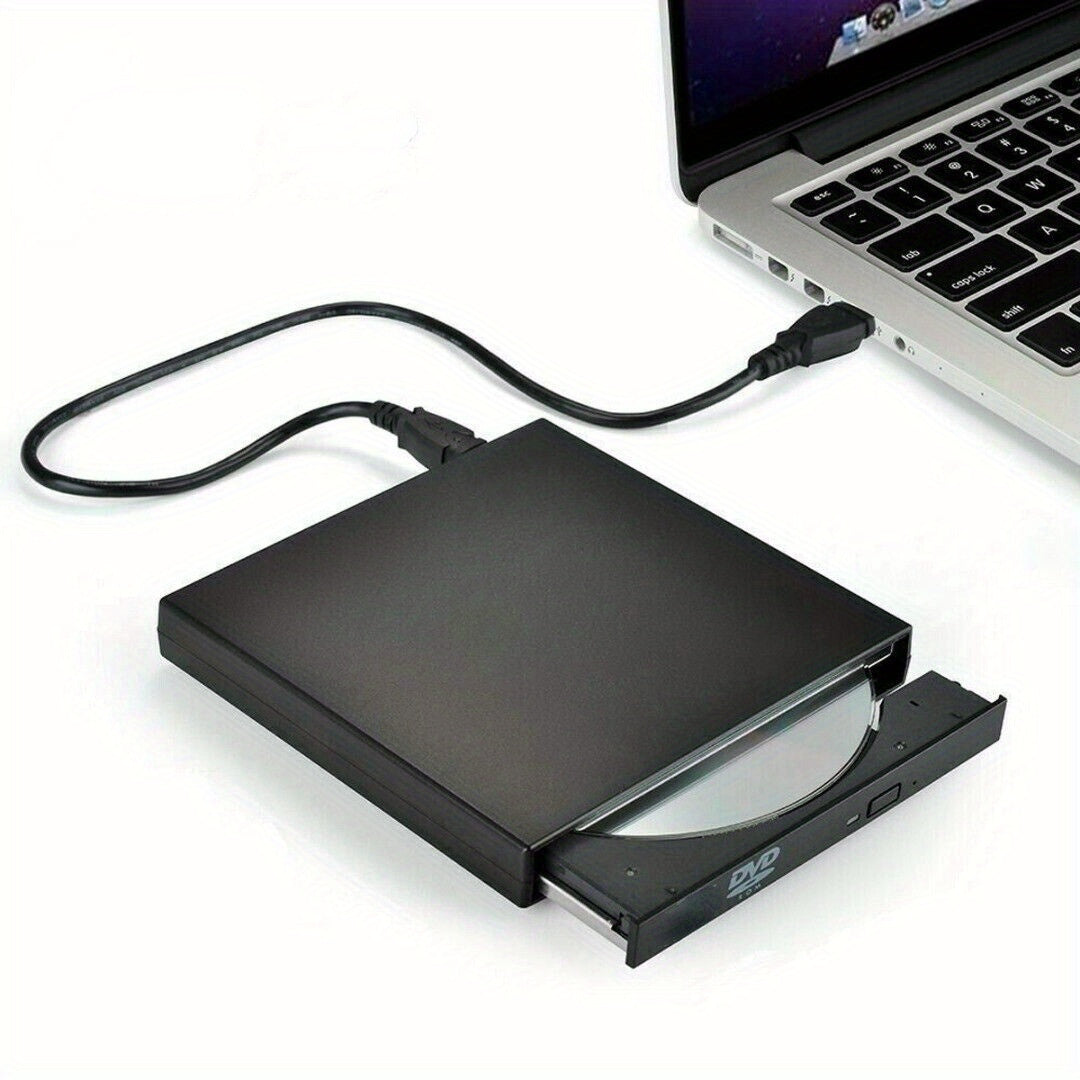 TEMU Compact Usb 3.0 External Dvd Drive - Ultra-thin, Portable, Plug And Play Cd Player, Burner- Recorder For Notebook And Desktop, Black- Silvery