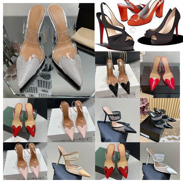 Sandals Shoes high heels fashion heel party shoes Slip Shaped Womens Fashion factory footwear Wedding Dress red new summer heart mules high