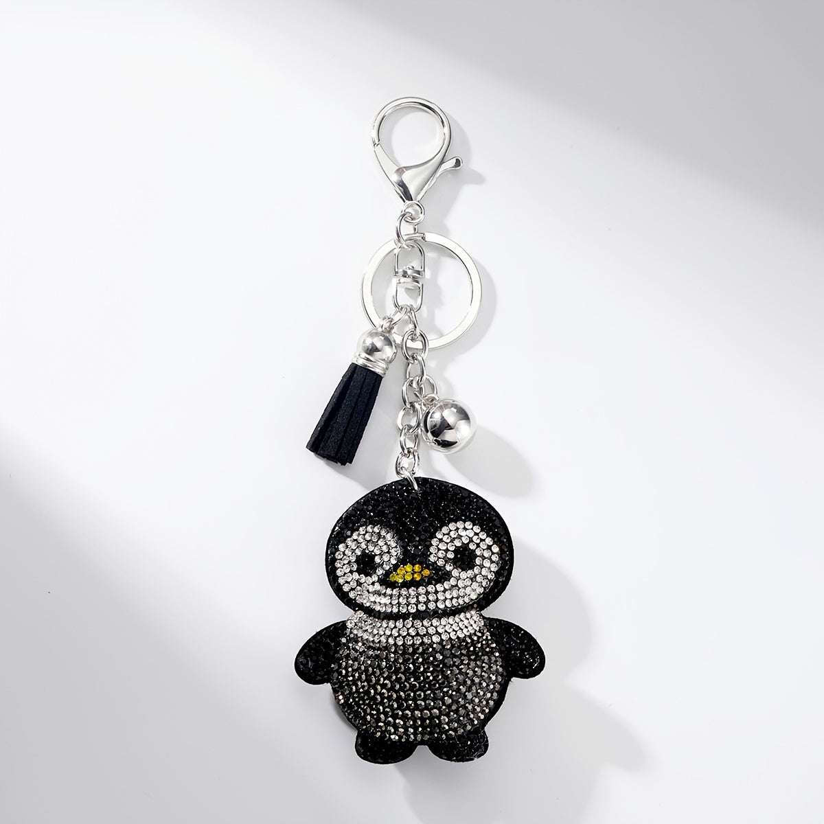 TEMU Penguin Keychain With Tassel Charm, Alloy Cartoon Simulation Modeling, Lobster Clasp Key Ring For Handbags, Single Piece Birthday Gift Accessory