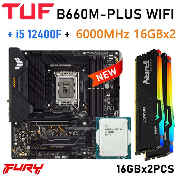 ASUS TUF GAMING B660M-PLUS WIFI With Intel Core i5 12400F LGA1700 CPU Combo DDR5 Memory 32GB RAM Intel B660 Mainboard i5 12400F