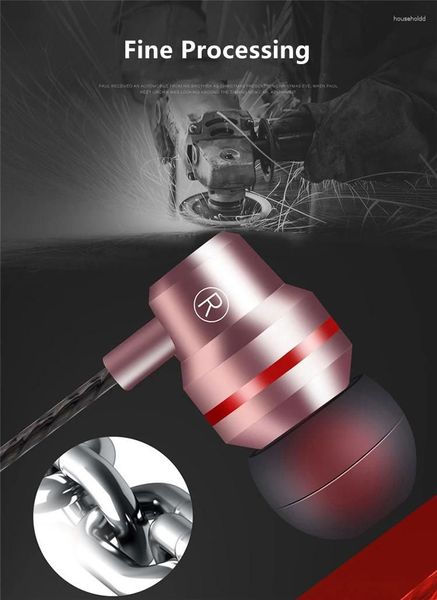 Metal HiFi Bass Stereo 35mm Wired Earphone With Microphone In Ear Headphones Earbuds Handsfree Headset For Phone Gaming Laptop Wpasm