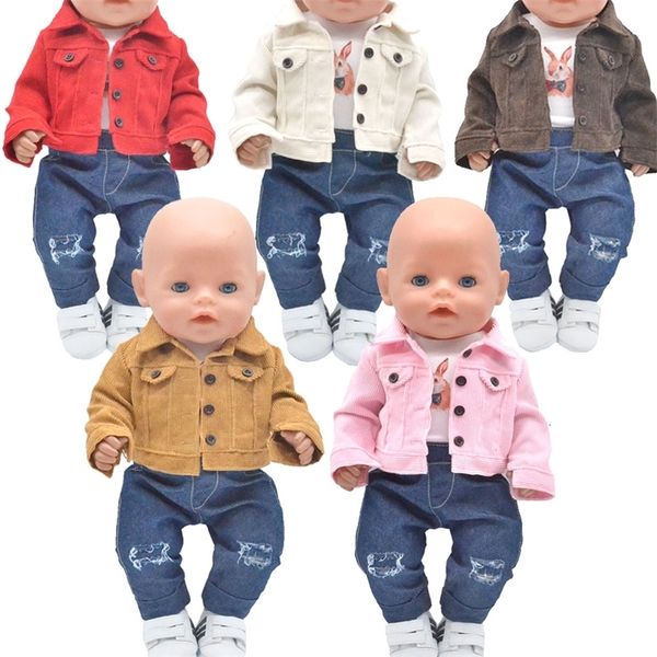 Doll Accessories Dolls clothes for 43cm Toys born doll and American Hole jeans Tshirt Girl&#039;s gift 230424