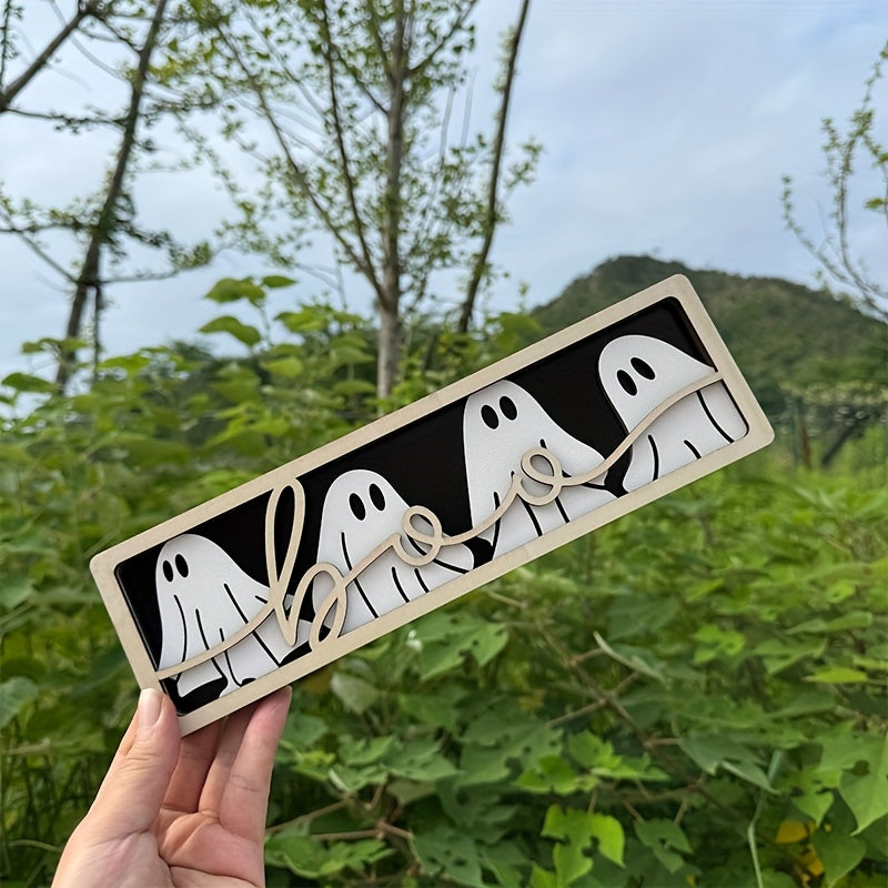 TEMU Halloween 3d Framed "boo" Sign - Lettering Decor, Tabletop Decoration For Home, Party, Or Door - Wood Material - Easy-hanging Design With Loop