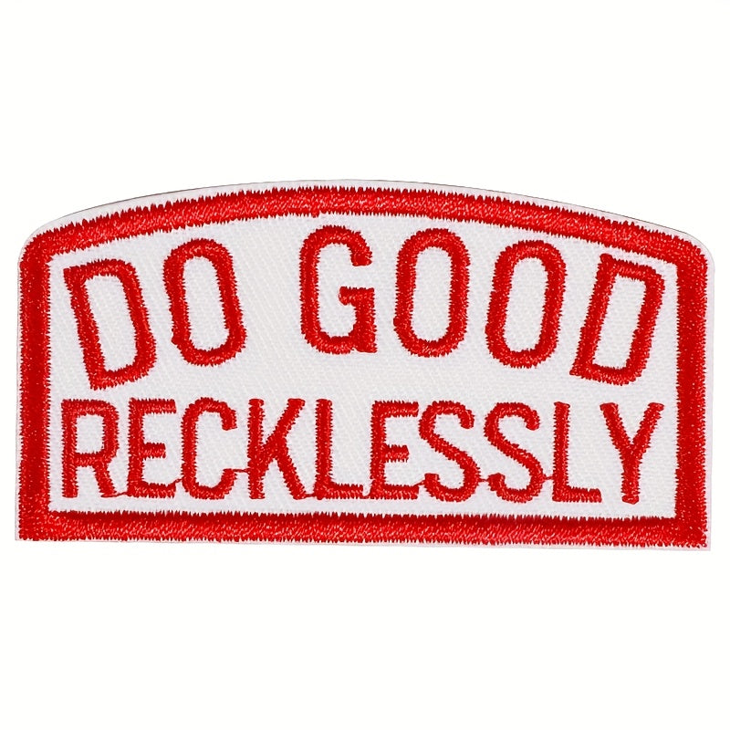 TEMU 1pc " Recklessly" & White Embroidery-like Patch - Hot Melt Adhesive Backing For , Bags, Hats - Easy Application & Durable Decoration - Customize