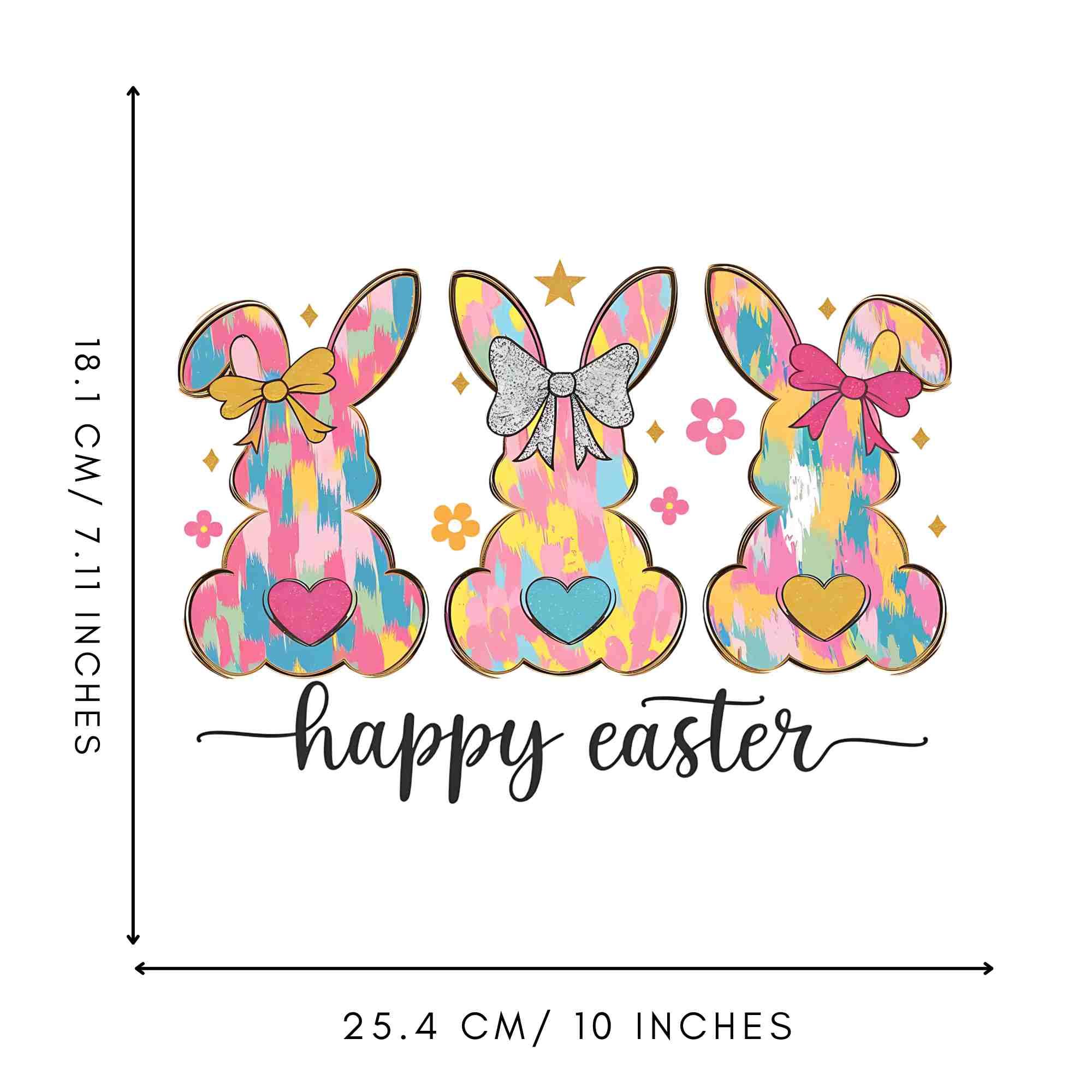 TEMU Bunny Pastel Coquette Bow Christian Holiday Celebration Heat Transfer Decal - Direct To Film Patch For T-shirts, Sweatshirts, Bags & Fabric