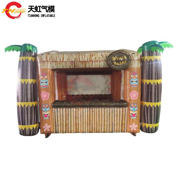 free ship to door 4x3m inflatable tiki bar tent commercial portable inflatable tiki hut snack booth stand for sale