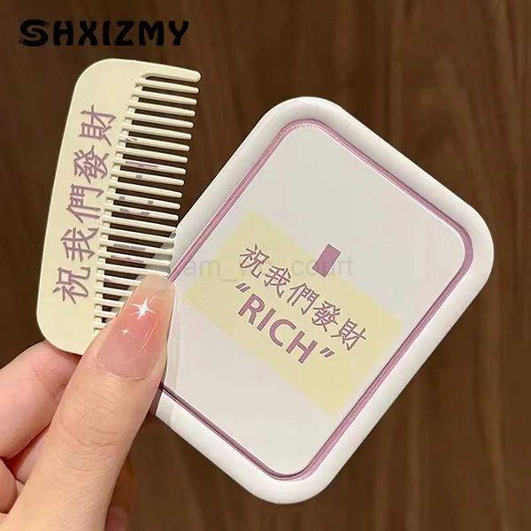 Cartoon Pattern Flip-Top Folding Makeup Mirror Portable Pocket Mirror Rectangle Cosmetic Mirror With Comb For Women GirlsM240722