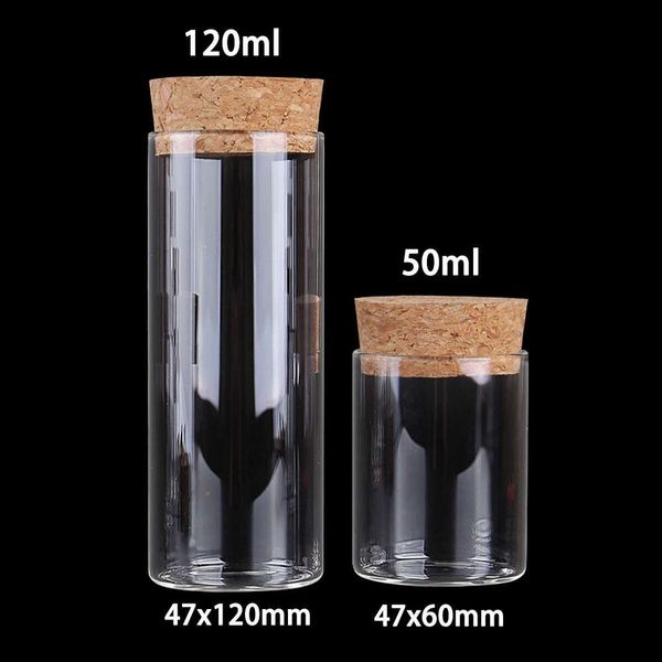 12Pcs-Lot 50Ml 120Ml Test Tube With Cork Stopper Glass Bottles Jars Vials Salt Container For Wedding Favors DIY Craft