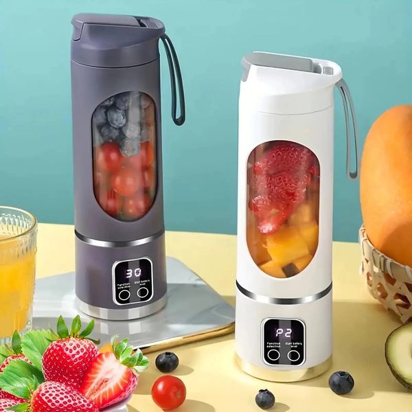 USB Charging Portable Juicer 12 Blade Head 3 Gears Adjustable Double Cover Long-lasting High-Power Ice Crusher 240919