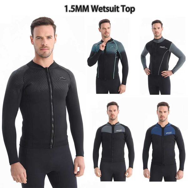 Wetsuit Top Men 1.5mm Neoprene Wetsuits Front Zipper Long Seve Diving Suit for SwimmingSnorkelingScuba DivingSurfingXJ241220