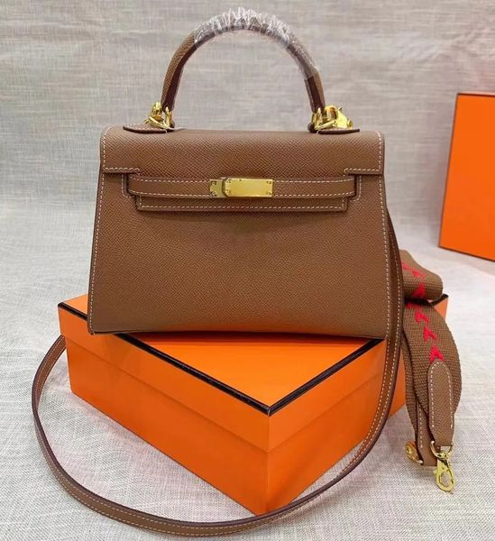 100% Genuine Leather Shoulder Bags With Wide Canvas Shoulder Belt And Leather Shoulder Strap Designer Purses And Handbags Lady Clutches Smal