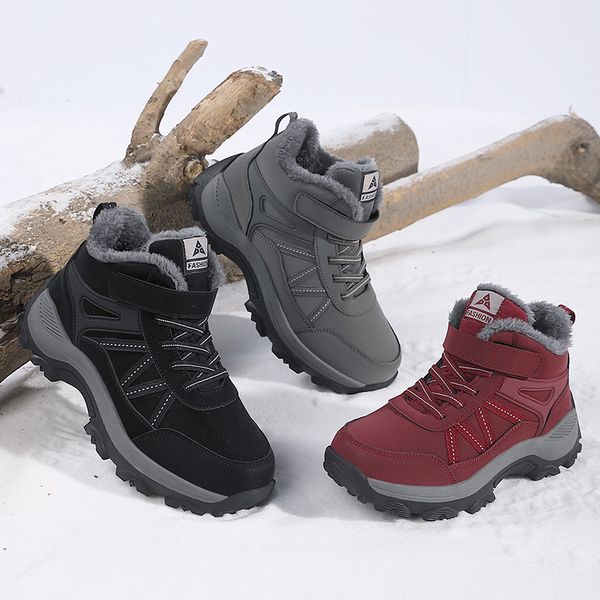 Autumn velvet middle-aged and elderly walking men&#039;s winter round toe warm cotton shoes women&#039;s large size