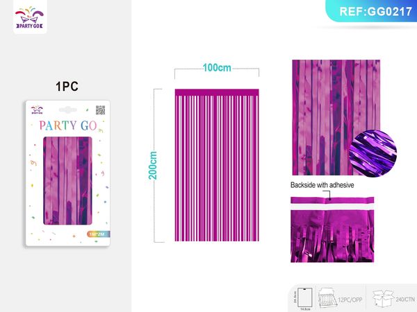 GG0217-100CM*200CM glossy feather silk door curtain, rose red