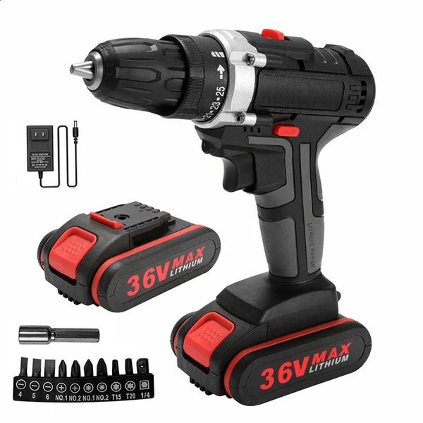 36V 1000W Electric Impact Drill Mini Electric Power Screwdriver 2 In 1 Electric Cordless Lithium-Ion Battery 2 Speed Power Tools 240829