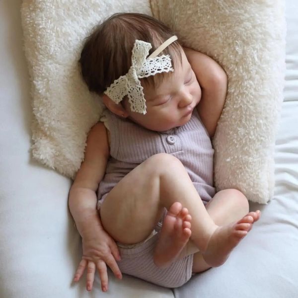 20inch 50cm Asleep Laura Reborn Baby Bebe Doll Soft Vinyl Limb Cloth Body Toy with 3D Skin With Visible Veins Art Gift 250109