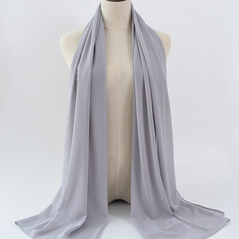 K1262 Full color solid color pearl chiffon bubble scarf gauze scarf long scarf Malaysia headscarf ladies scarf wholesale