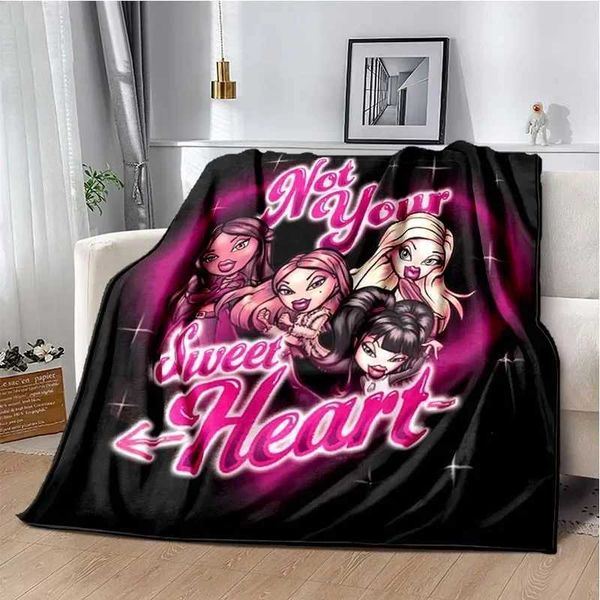 Bratz Cartoon 3D Girls Fashion Flannel Soft Warm Throw Bedroom Bed Sofa Office Travel Picnic Blanket Kids Gift Y240730