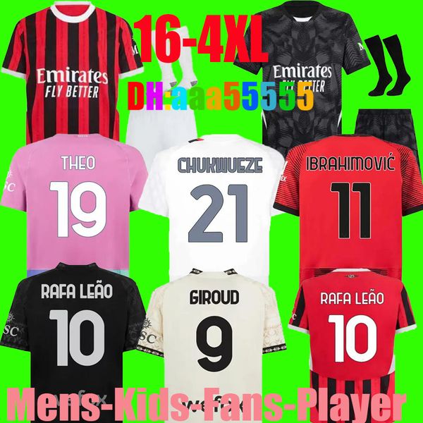23 24 25 Maglia MILANS GIROUD Soccer Jerseys home away 4th PULISIC REIJNDERS ROMAGNOLI RAFA LEAO 2024 2025 Football shirts ac uniform fans p