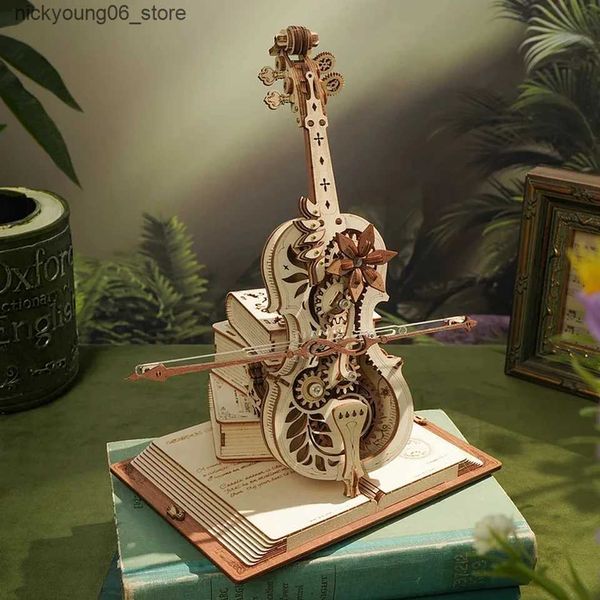 3D Puzzles 3D Wooden Puzzle Funny Magic Cello Mechanical Music Instrument Creative Toys for Children Christmas Xmas Gifts L240910