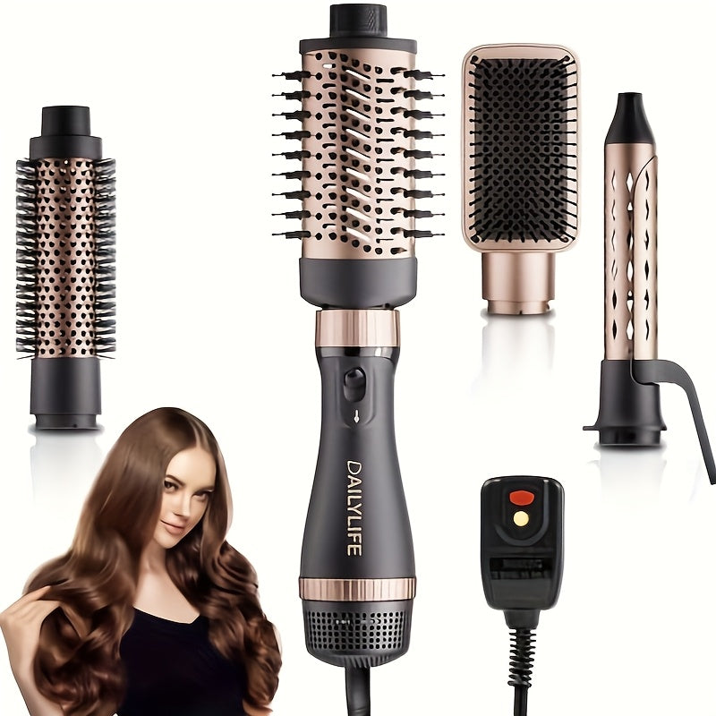 TEMU Daiylife Hair Dryer Brush Set, For Straight-dry-curly Hair, Oval Brush With Function And Alci Safety Plug