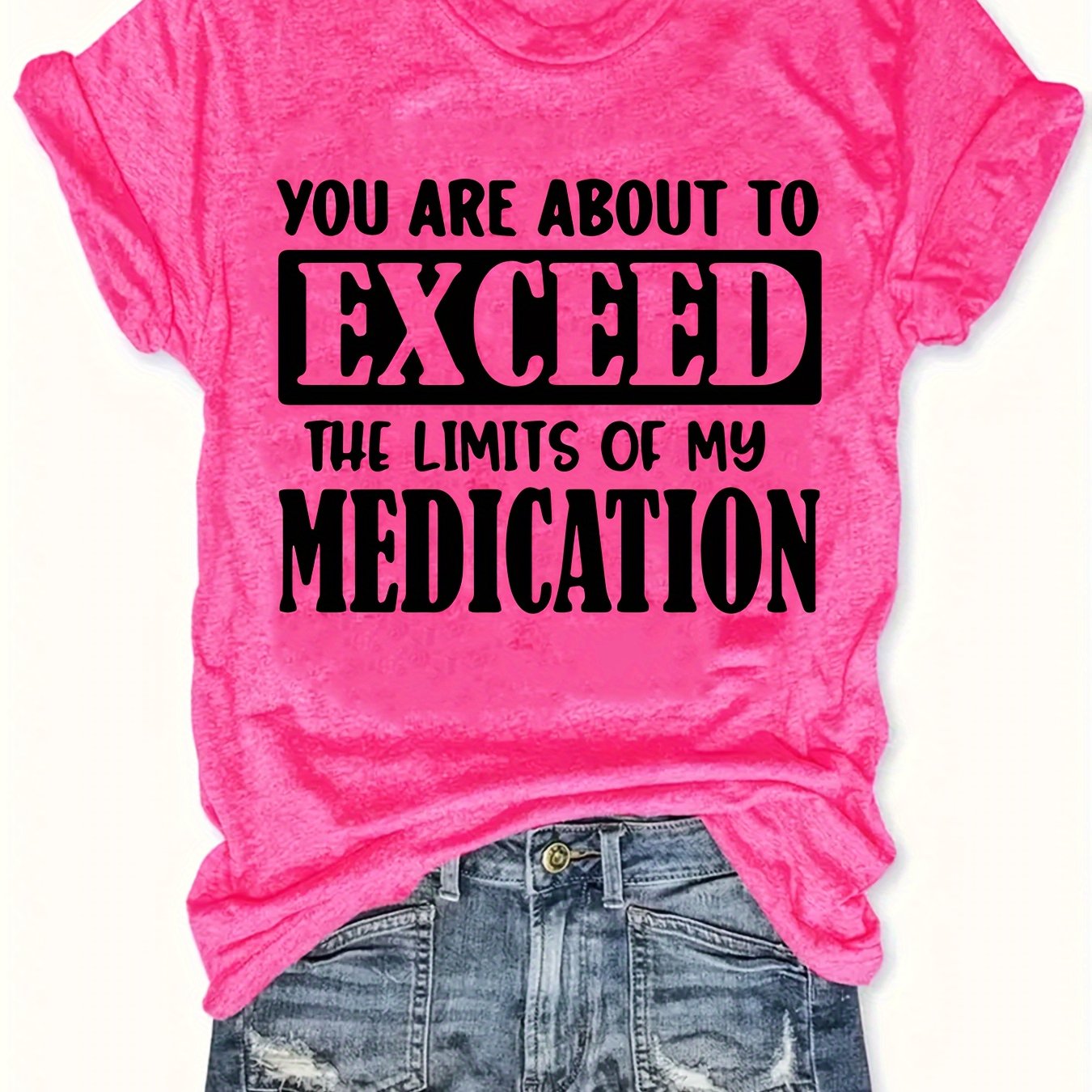 TEMU Plus Size You Are About Print T-shirt, Casual Crew Neck Short Sleeve T-shirt, Women's Plus Size clothing