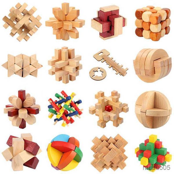 Intelligence toys Kong Ming Luban Lock Chinese Traditional Toy Unique Wooden Puzzles Classical Intellectual Wooden Cube Educational Toy