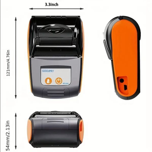 1pc PT210 Portable Mini Receipt Printer, Thermal Receipt Printer For Labeling, Filing, Mailing, Barcodes ( Orange )