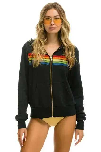 Avaitorhoodie Mens Sweatshirt Jacket Designer 5-Colors Stripe Hooded Sweatsuit Womens Aviators Sweatpants Jogger Baggy Pants Pilot Zipper 5 Rainbow