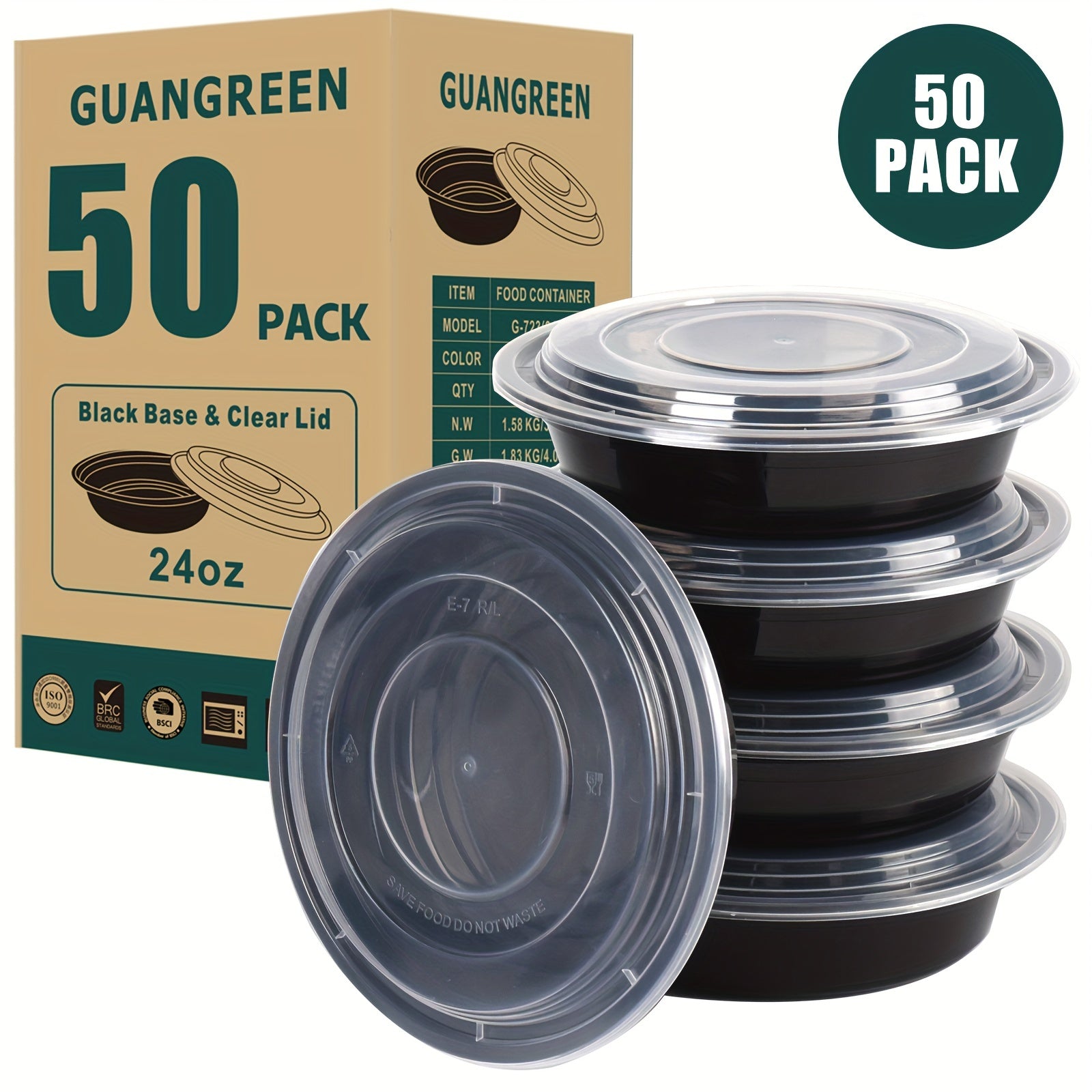 TEMU 24oz Meal Prep Bowls With Lids (5-50-150pcs), Disposable Takeout Bento Food Containers, Stackable, Freezer-microwave-dishwasher Safe, Bpa-free,