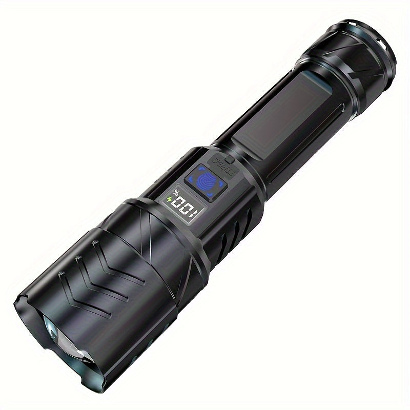 TEMU High-capacity Rechargeable Flashlight, Telescopic Zoom Long Beam, Home Portable Spotlight Outdoor Emergency Light, Survival Equipment, Outdoor