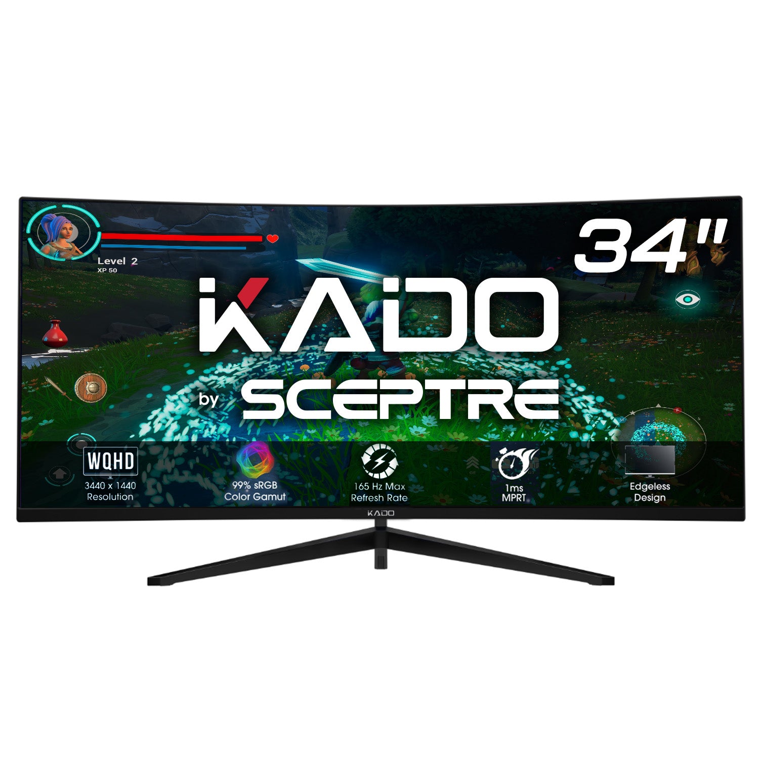 TEMU By 34" Curved 1500r Gaming Monitor 3440x1440 165hz Premium 1ms Displayport Built-in Speakers Machine Black