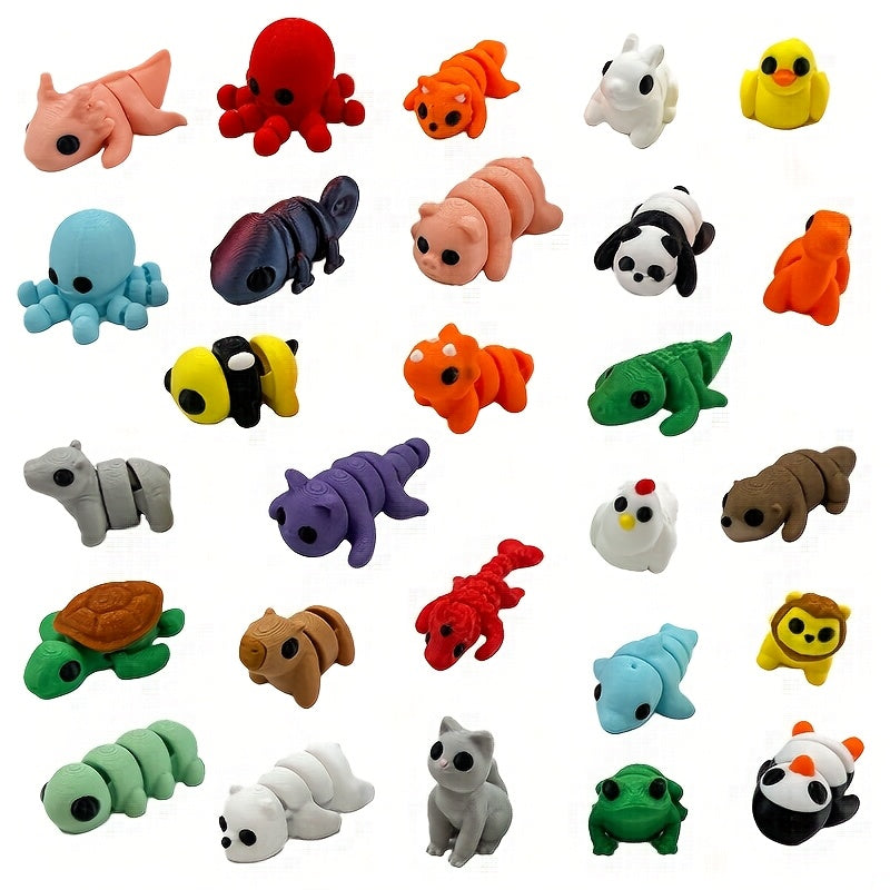 TEMU 27pcs Mini 3d Printed Animal Figurines, Flexible Small Statues For Home Decor – Cute Collectibles In Random Colors (christmas-easter)
