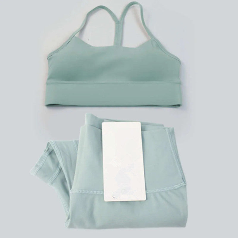 Lycra fabric women&#039;s yoga sports bra shock-absorbing vest high waist tight pants set push up jogging fitness sportswear gym leggings lingerie T