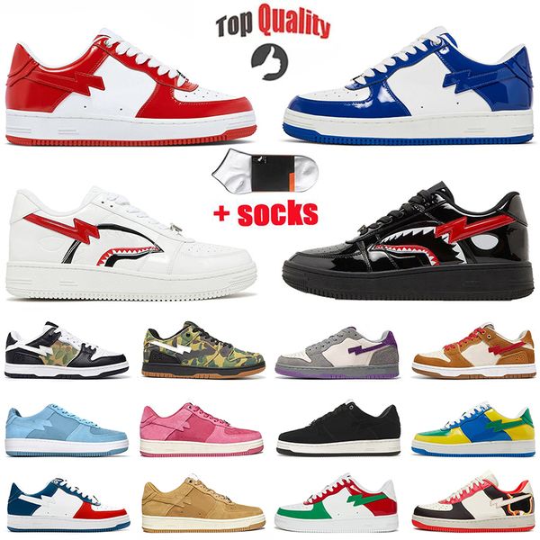 Designer Casual Shoes for Men Women Sta Low Platform Sneakers Stases Black Camo Bule Grey Red Suede Shark Trainers Camouflage Skateboarding