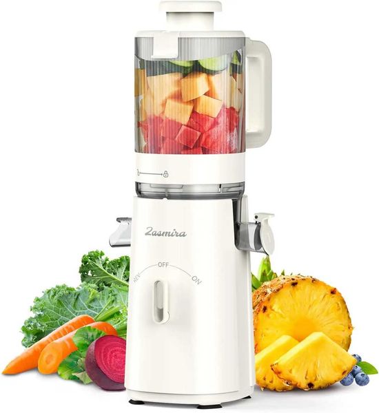 Cold Press Juicer Updated Masticating Juicer Machines with 5 Feeding Chute Fit Whole Fruits Vegetables 99.6% Juice PurityXJ241223
