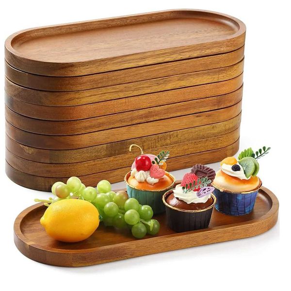 Decorative Plates Rectangular Oval Wood Serving Plate Dinner Dessert Plate Sushi Food Decorative Modern Food Breakfast Tray for Kitchen Home