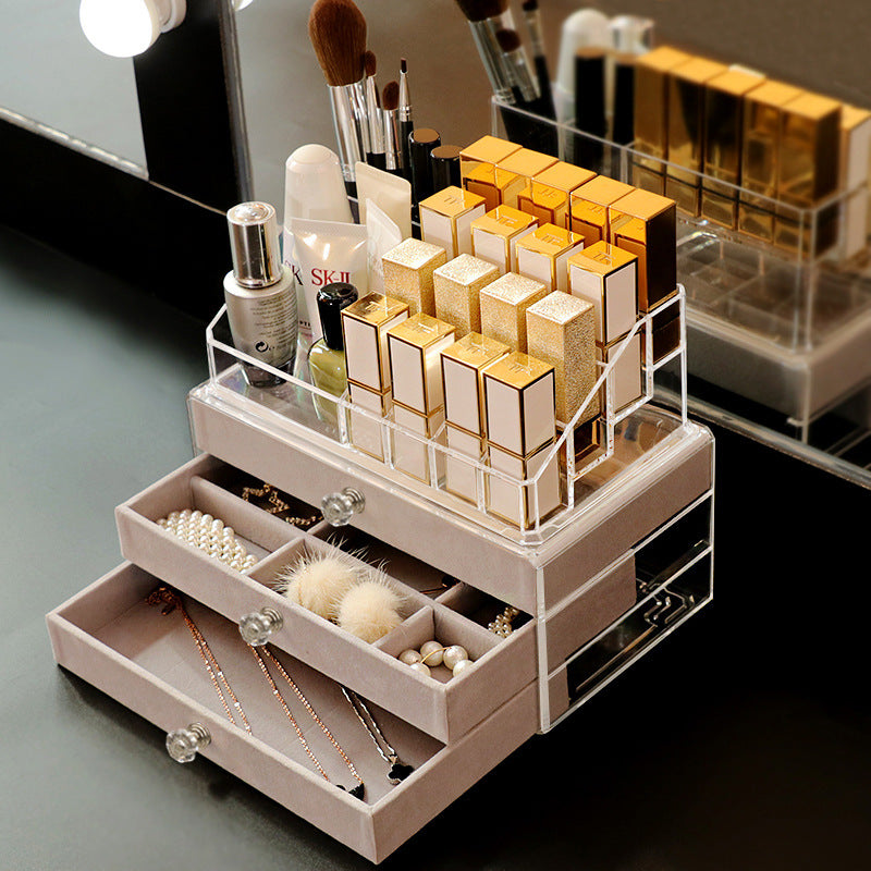 Transparent Jewellery Boxes Jewelry Earrings Lipstick Compartment Cosmetic Storage Boxes Watches Earrings Organising Display Racks