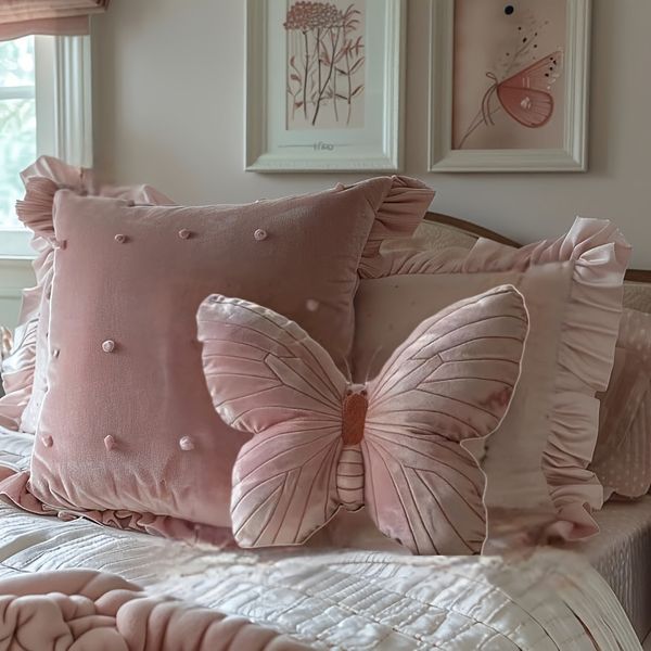 Veet Butterfly Throw Pillow Pink Soft Stuffed Cushion for Bedroom Living Room Decor ph078 C4