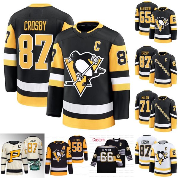 Pittsburgh Sidney Crosby Penguin 2024 Hockey Fights Cancer Jerseys Evgeni Malkin Kris Letang Erik Karlsson
