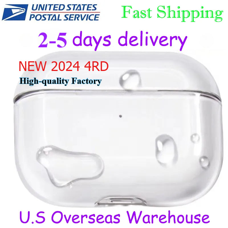 USA Stock OEM for Apple Airpods Pro 2 3 4 Generation Airpod 4 Headphone Accessories Solid TPU Silicone Protective Earphone Cover Ai Wireless Chargin