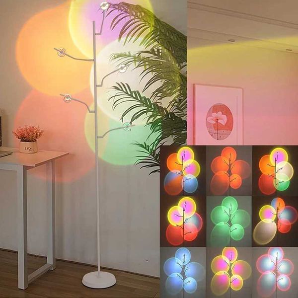 Light and Shadow Five Head Floor Lamp Living Room Bedroom Sunset Dawn Atmosphere Projection Lamp Background Atmosphere Lamp X250128