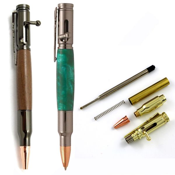 Diy Gun Metal Bolt Action Pen Kits Antique Solid Brass Bullet Rifle Clip Ball Pens DIY Woodturning Personalized Man Gifts Unfinished Parts T