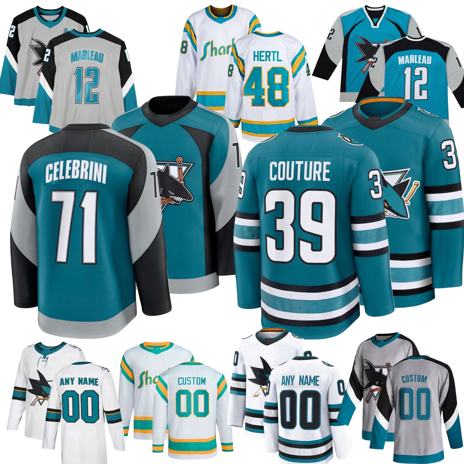 Macklin Celebrini SJ Hockey Jersey Sharks Will Smith Ryan Reaves Michael Misa Logan Couture Jeff Skinner Sam Dickinson Toffoli William Eklund Ferrar