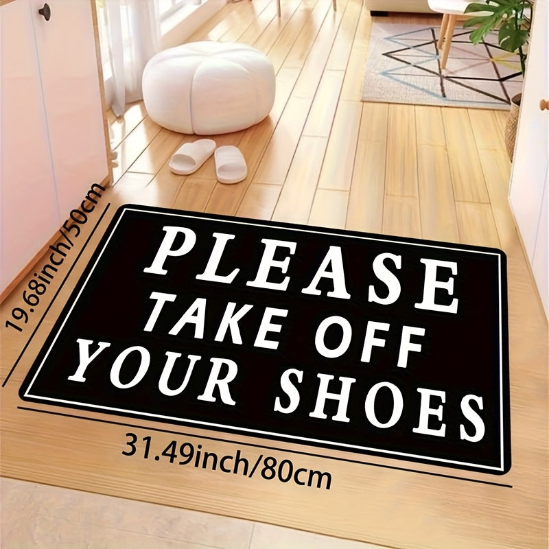 TEMU 1pc Versatile Machine Washable Polyester Non-slip Mat - "please Your Shoes" Floor Mat For Gaming Room, Laundry, Bathroom, Kitchen, Living Room,