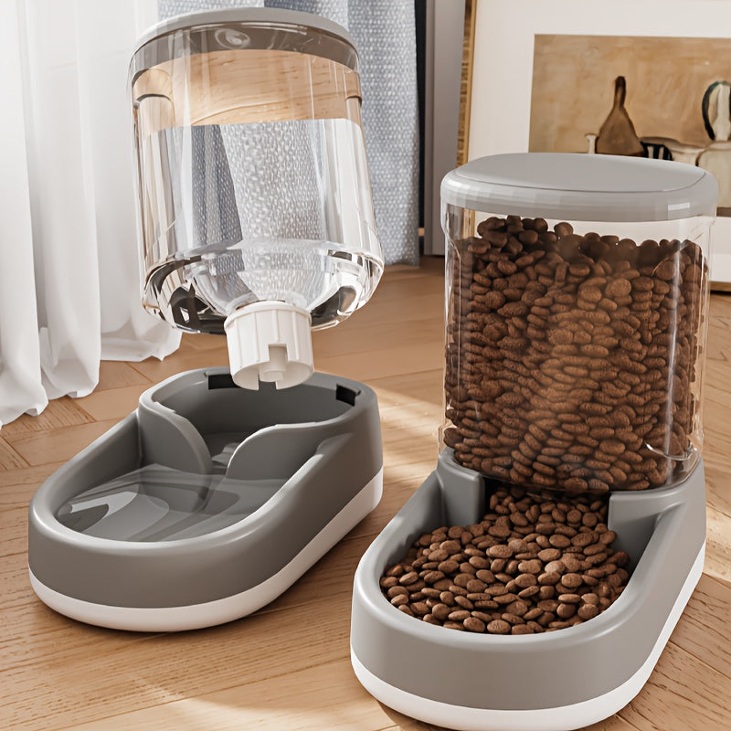 TEMU 2pcs 8-pound Large Automatic Dog Food Feeder And Water Dispenser Set, Plastic Gravity Dog Food And Water Dispenser Set For Big-medium-small Pet