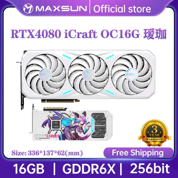MAXSUN Graphics Card RTX 4080 iCraft OC 16GB GDDR6X GPU NVIDIA Computer PC 256bit PCI Express X16 4.0 RGB Gaming Video Cards New