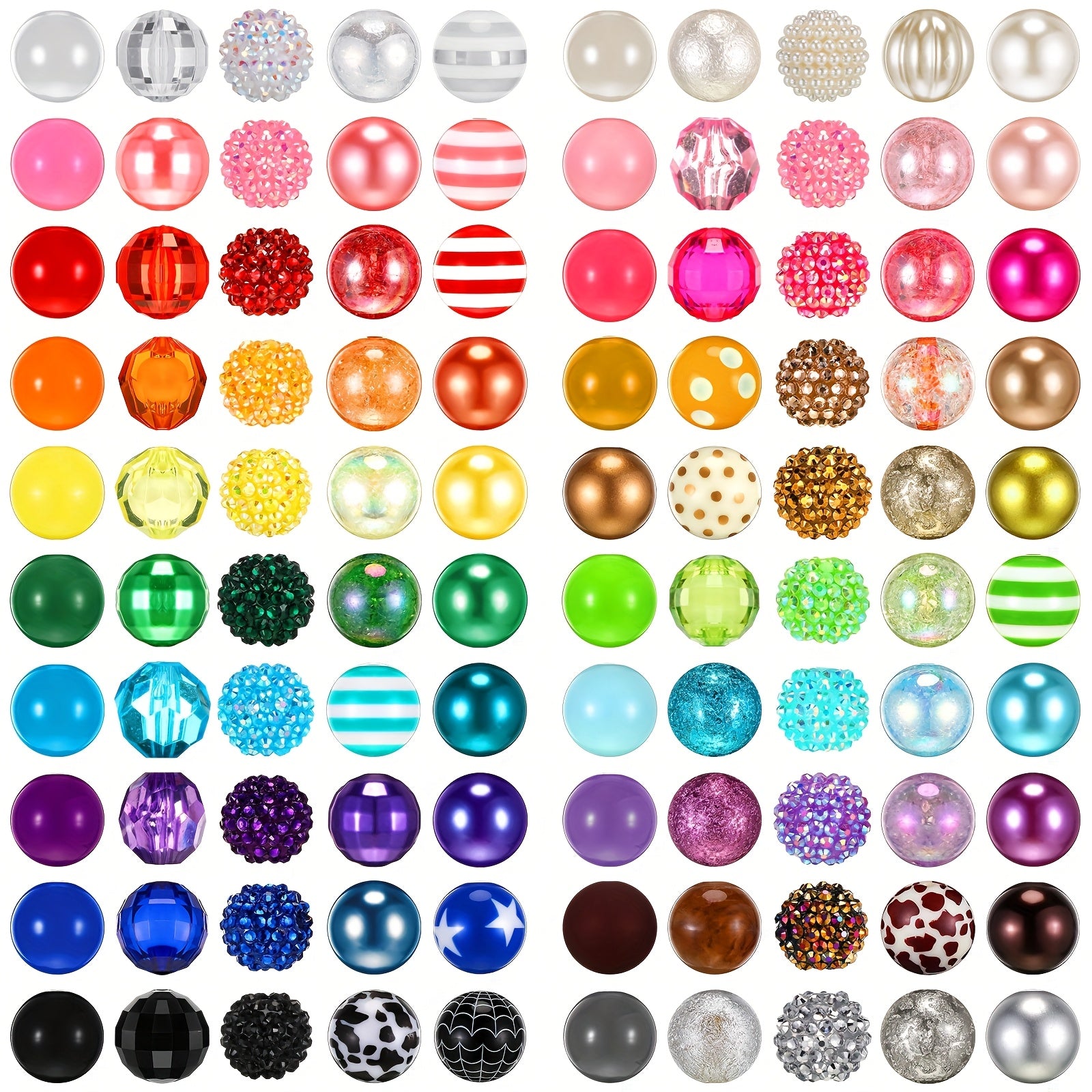 TEMU 200pcs 20mm Beads For Pens Beads Bubblegum Beads Mixed Crystal Resin Chunky Craft Beads Shiny Round Beads Sugar Beads For Diy Keychain Necklace