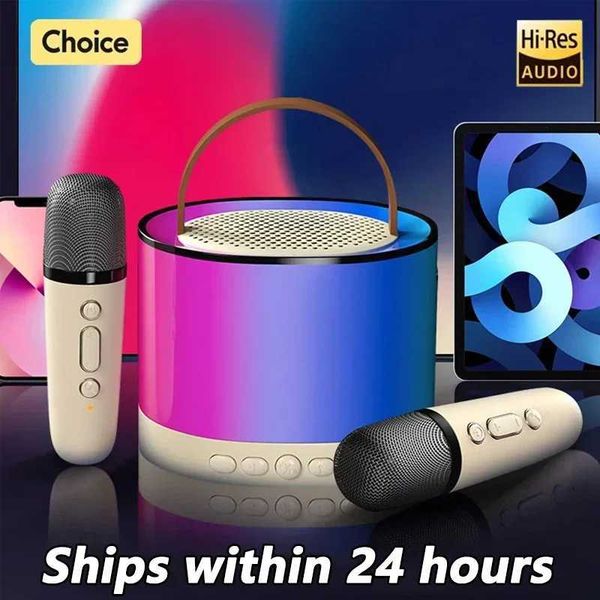 K52 Wireless Speaker Mtifunction with 2 Microphone RGB Portable Music Player Karaoke hine for Child He Gift Z241029