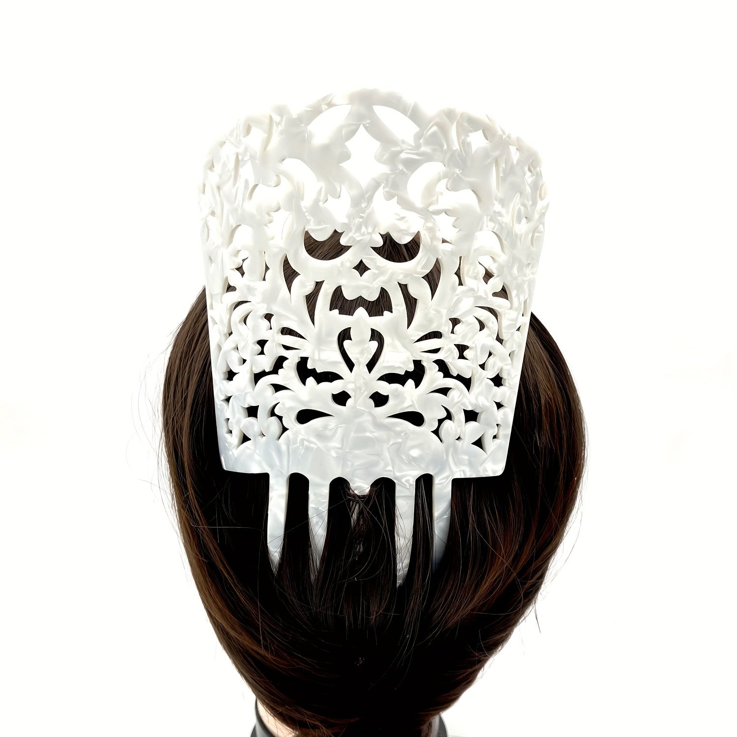 TEMU Elegant Acetate Hollow-out Hair Comb - Vintage Style, Rectangular, Women's Casual Attire & Gift, High, Hair Accessories
